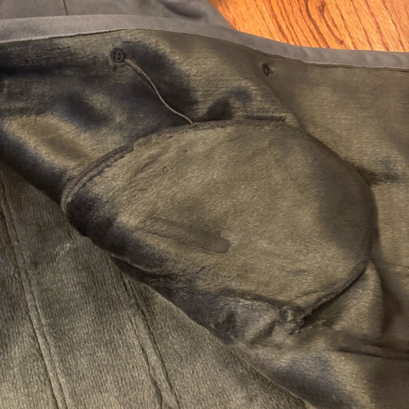 GALLERY COATS 2X NWT Smoke Faux Shearling Trim Coat  Plush Fur Collar & Cuffs - Picture 5 of 7